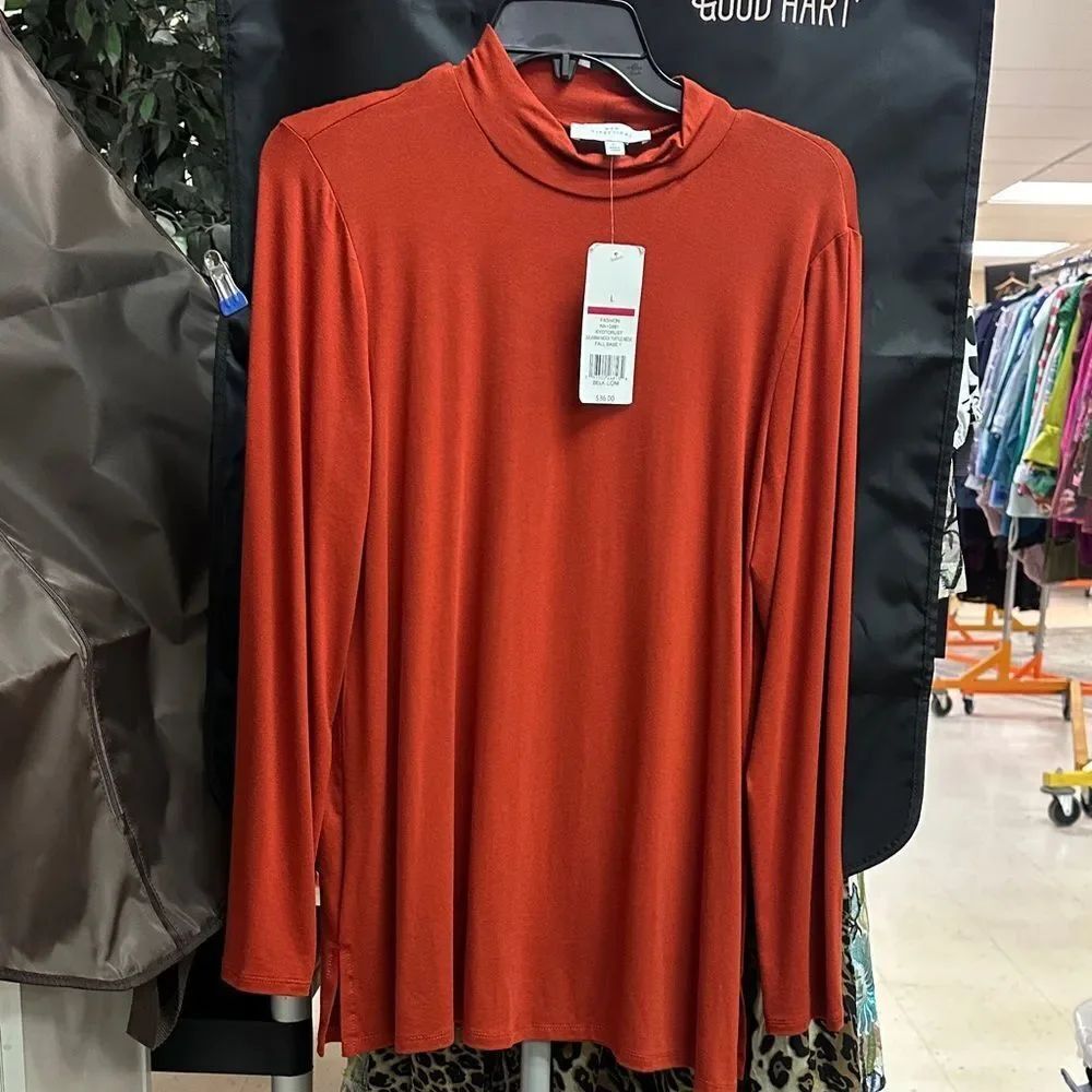 New Directions Burnt Orange Long Sleeve Tunic